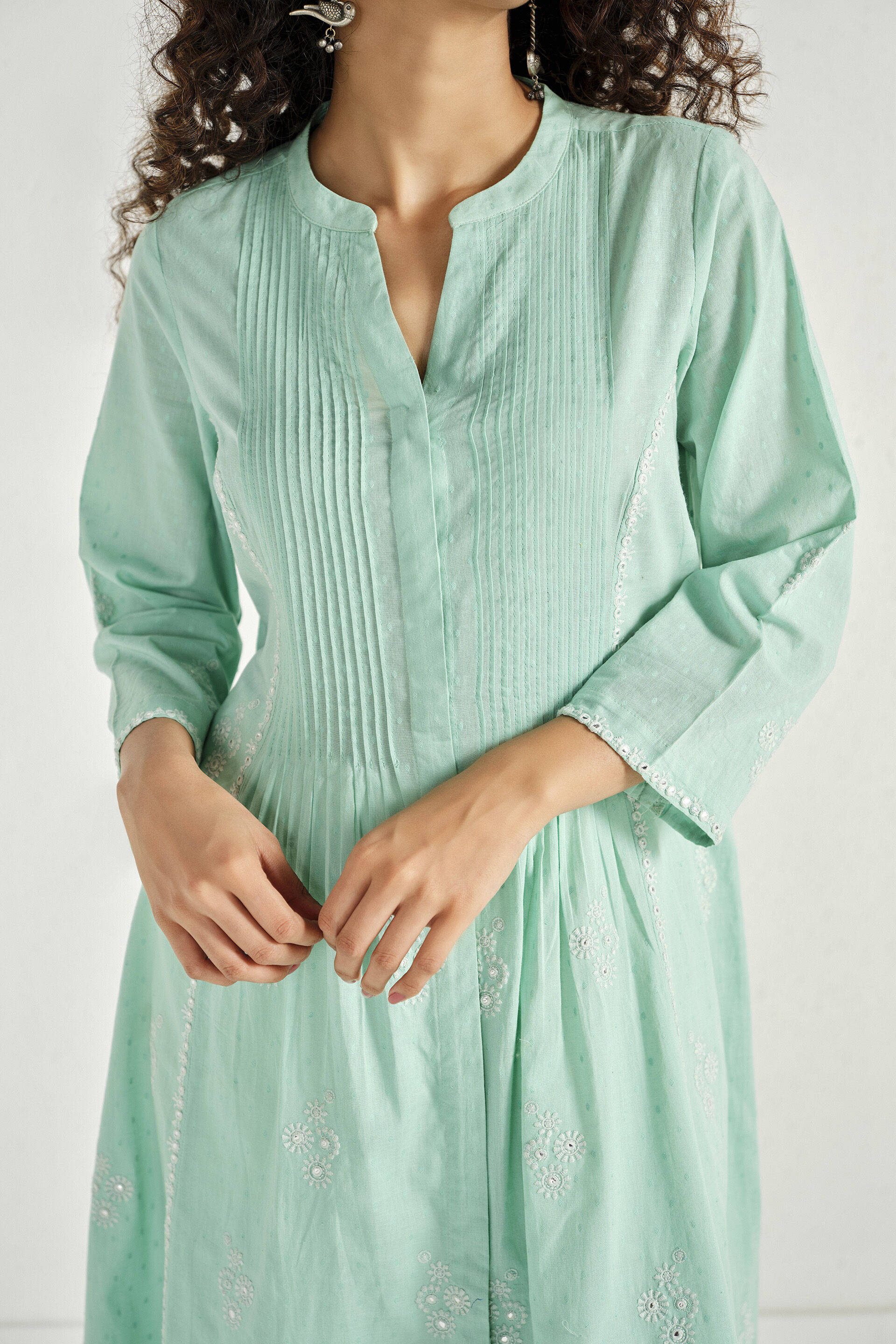Mint Meadow Embroidered Kurta, Teal, image 2